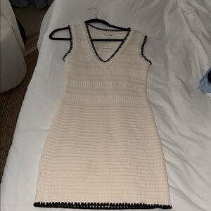 Heartloom Cream Knit Mini Dress with Black Accents